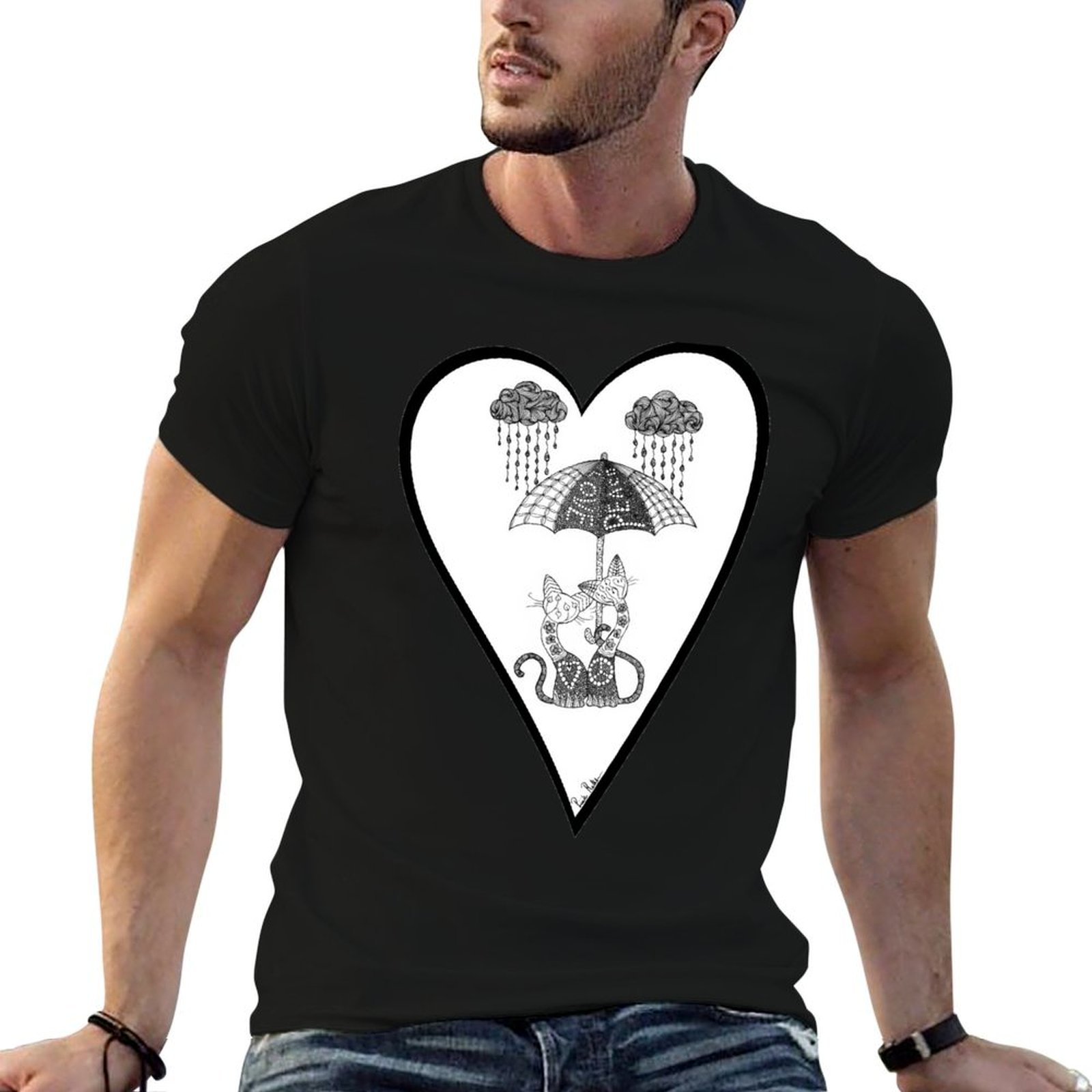 Men'S Fashion Umbrella - Camiseta Seattle Kitties under Umbrella Zendoodle,