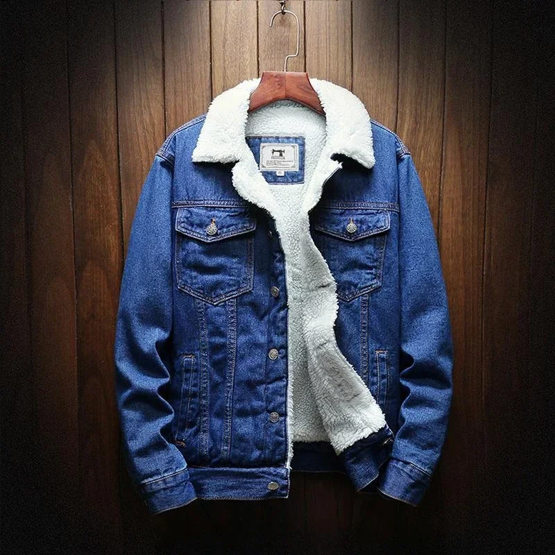Mens Fashion Denim Jacket - Jaquetas jeans masculinas acolchoadas com ovelhas