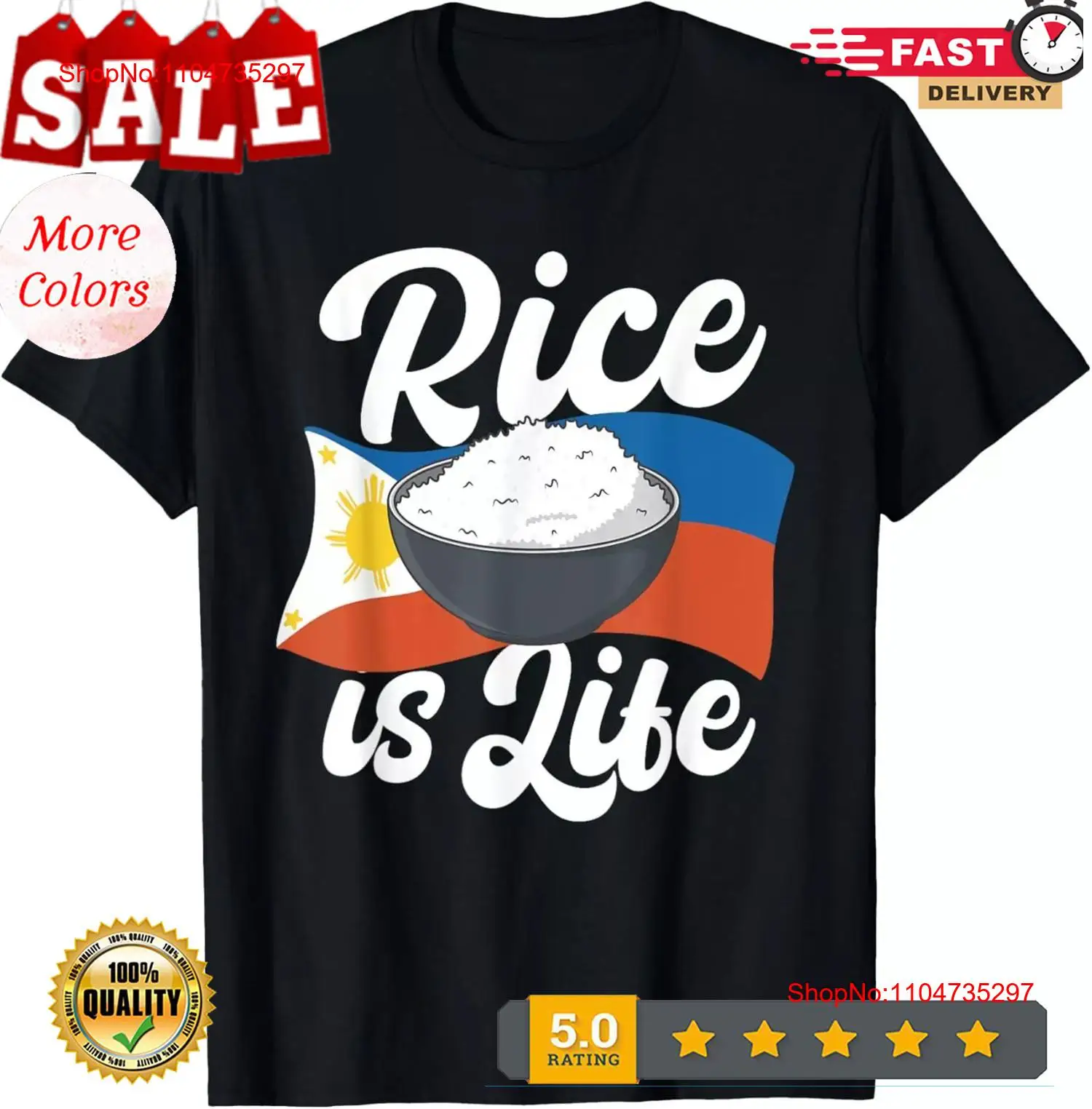 Men'S Fashion Philippines - Arroz é vida comida filipina orgulhosa