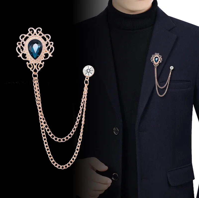 Men Fashion Vintage - Novo vintage borla corrente strass cristal