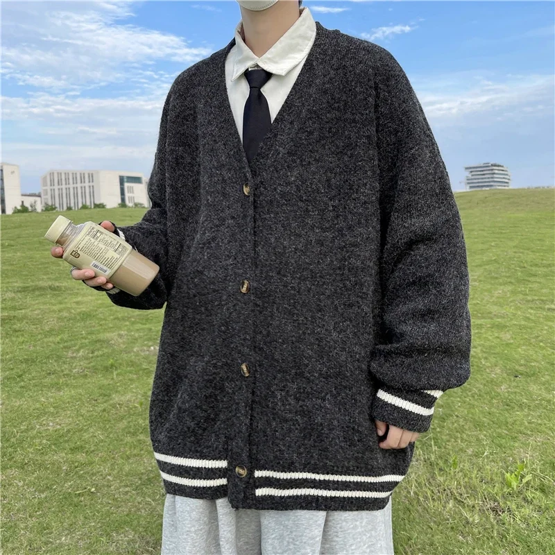 Men'S Fashion V Neck Sweater - 2024 outono inverno preguiçoso moda high-end