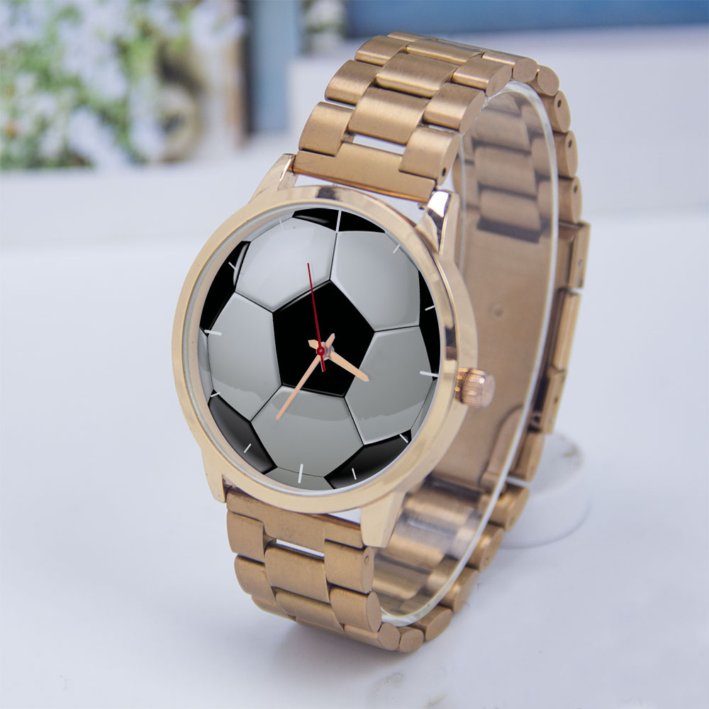 Mens Fashion Bracelet - Futebol design fãs prata homem relógio