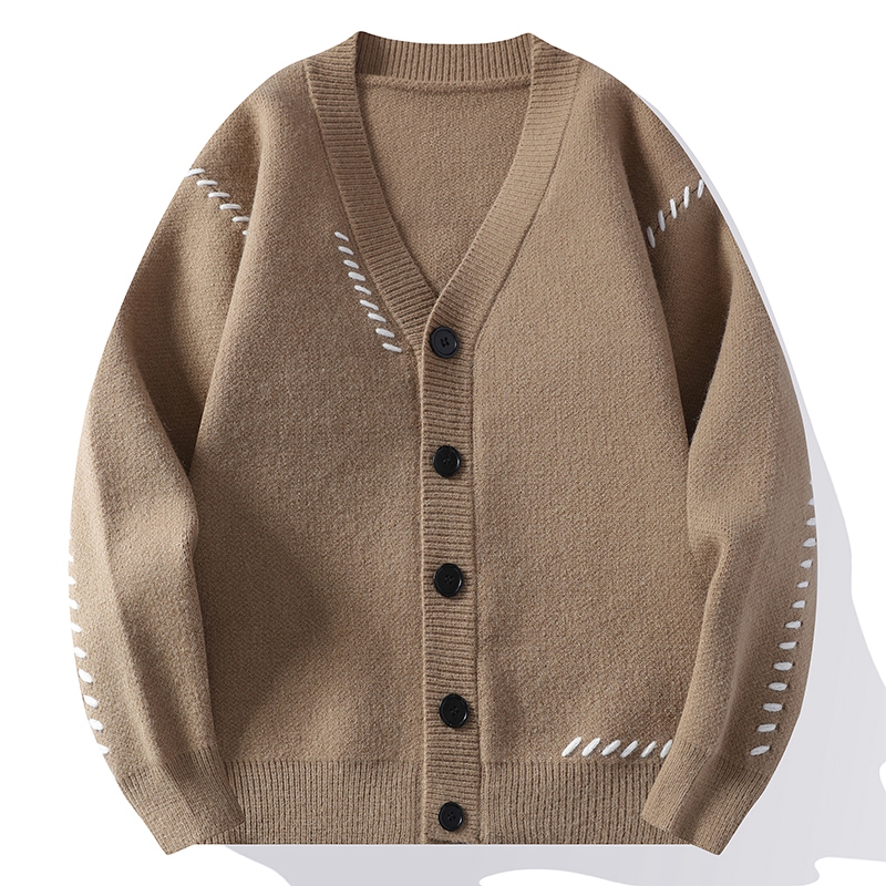 Men'S Fashion V Neck Sweater - Cardigã de malha casual masculino, design