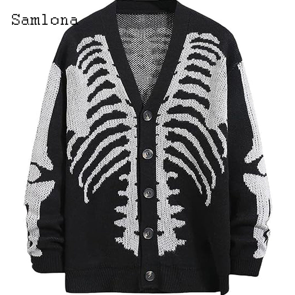 Men'S Fashion V Neck Sweater - Plus size masculino casual retro malha