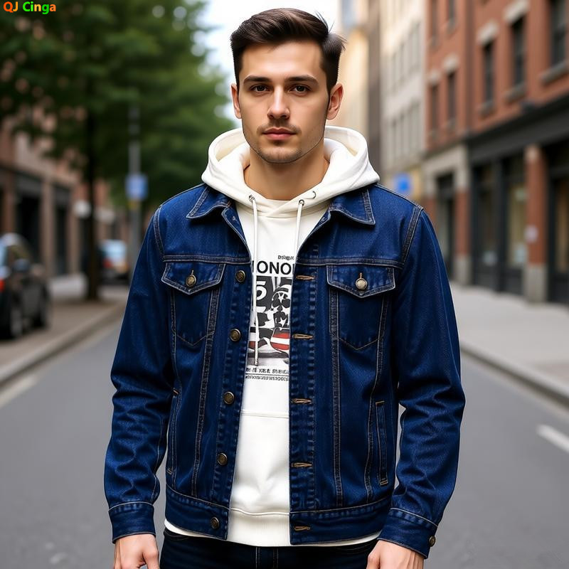 Mens Fashion Denim Jacket - Jaqueta Jeans Masculina Azul Escuro 2026,
