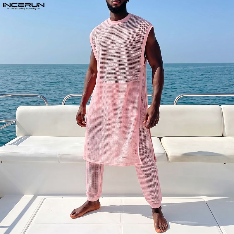 Mens Fashion Summer - Conjuntos Masculinos INCERUN: Colete Transparente de