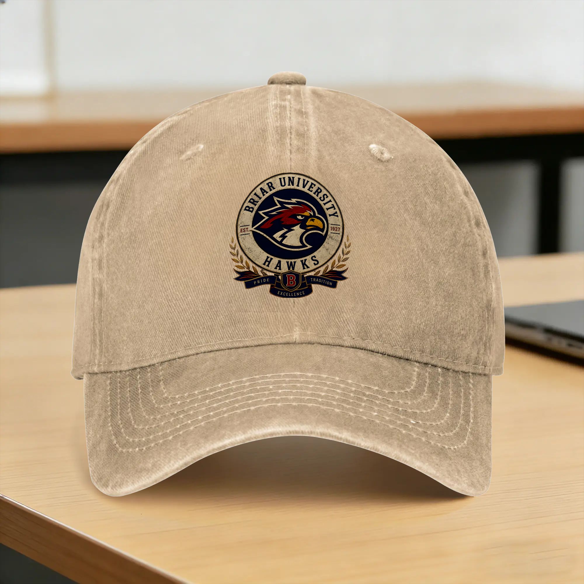 Men'S Fashion University - Boné de Beisebol Lavado com Logo