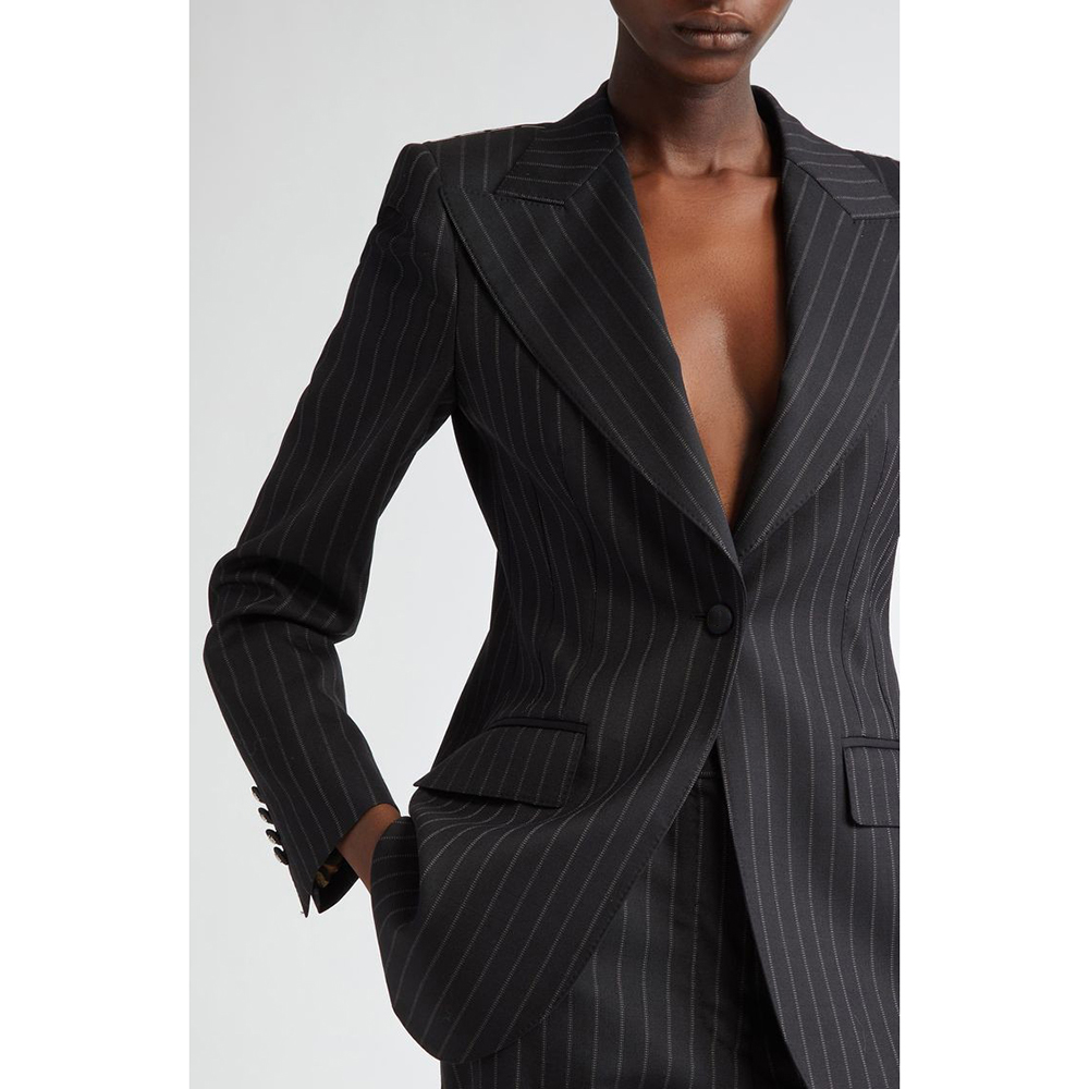 Men'S Fashion All Black Outfit - Conjunto Feminino Elegante Preto com Blazer