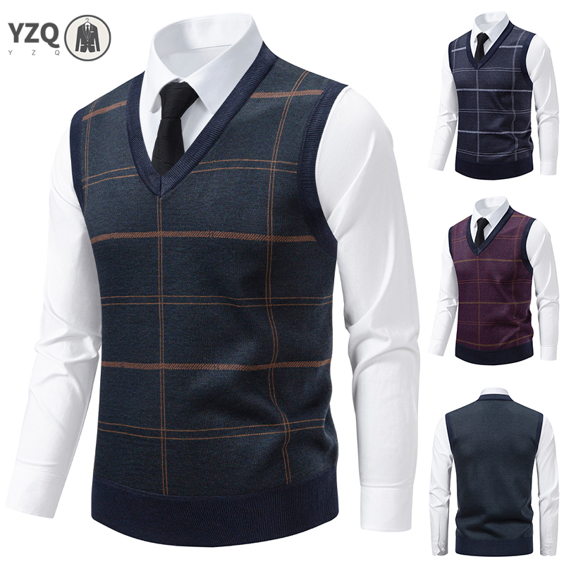 Men'S Fashion V Neck Sweater - Suéter de malha com decote em