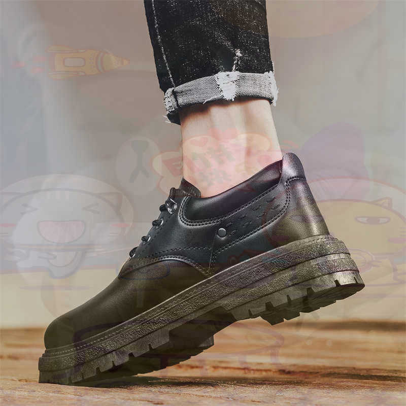 Men'S Fashion All Black Outfit - Escuro natural couro moda formadores tênis