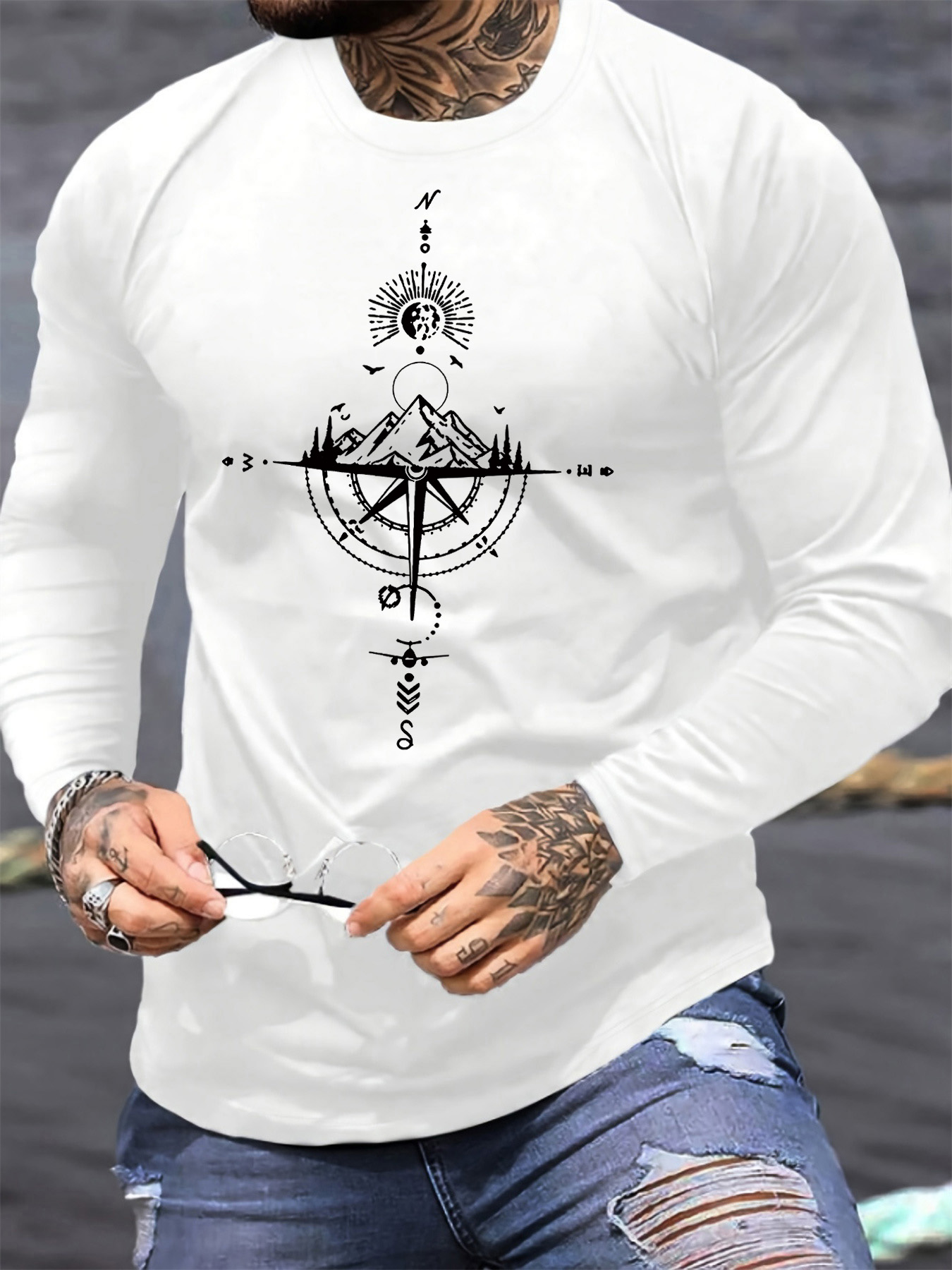 Mens Fashion Summer - 100% algodão puro masculino manga comprida