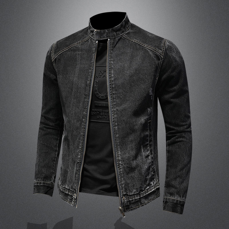Mens Fashion Denim Jacket - Jaqueta jeans de colarinho Vintage masculina,