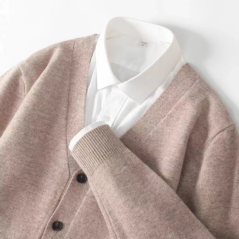 Men'S Fashion V Neck Sweater - Suéter de cardigã de malha fina