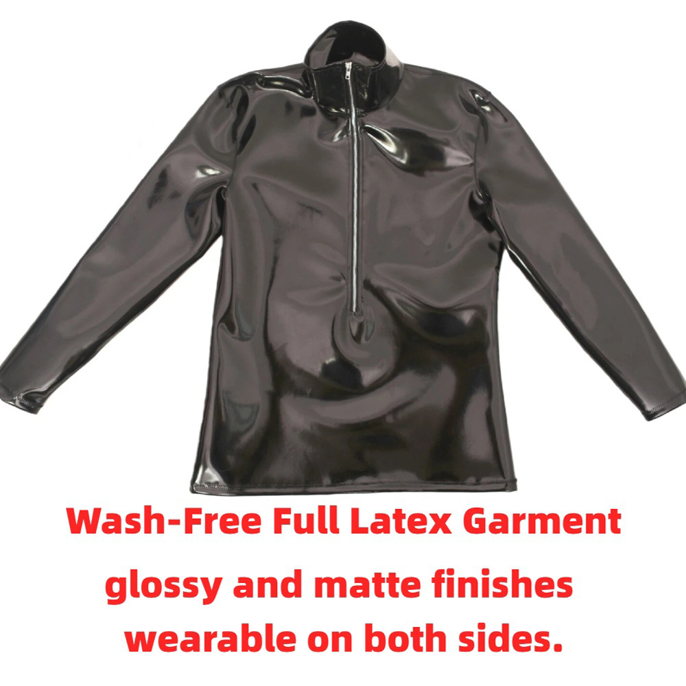Mens Fashion Summer - Sexy masculino pvc brilhante manga longa