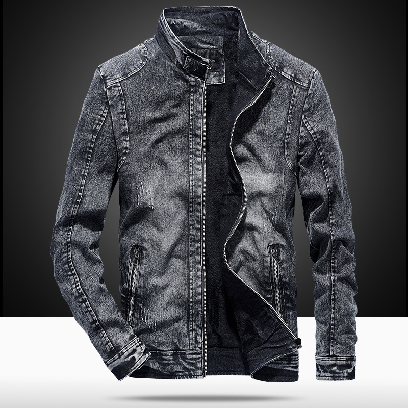 Mens Fashion Denim Jacket - Jaquetas Jeans Masculinas Casuais com Zíper