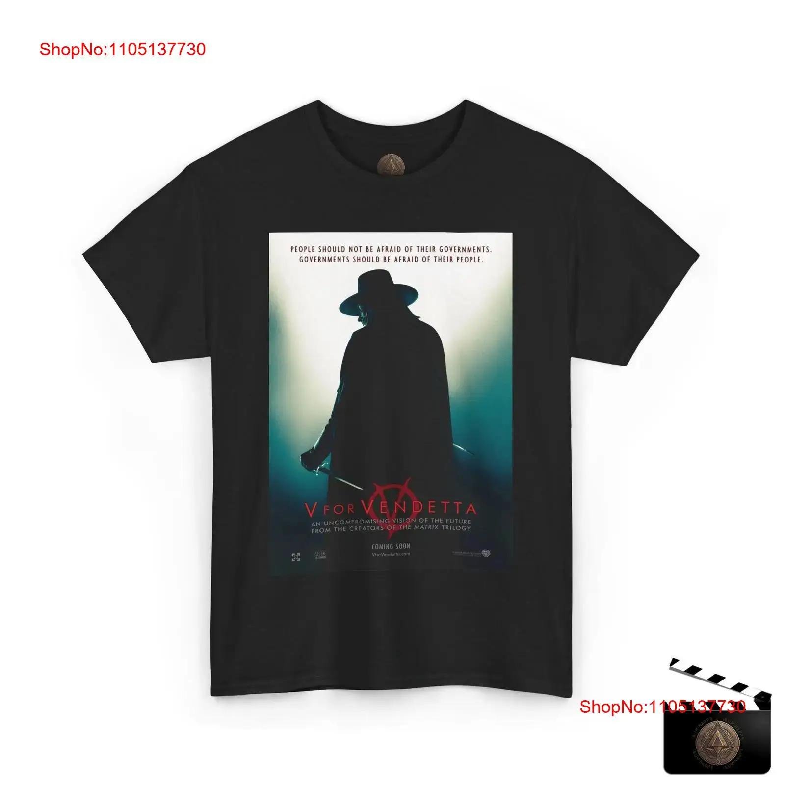 Men'S Fashion V Neck T Shirts - V para vingança retro filme cartaz