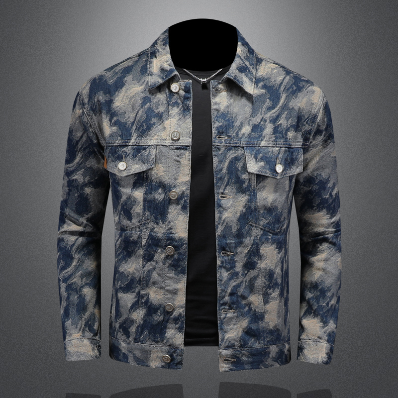 Mens Fashion Denim Jacket - 2025 primavera vintage denim jaqueta para