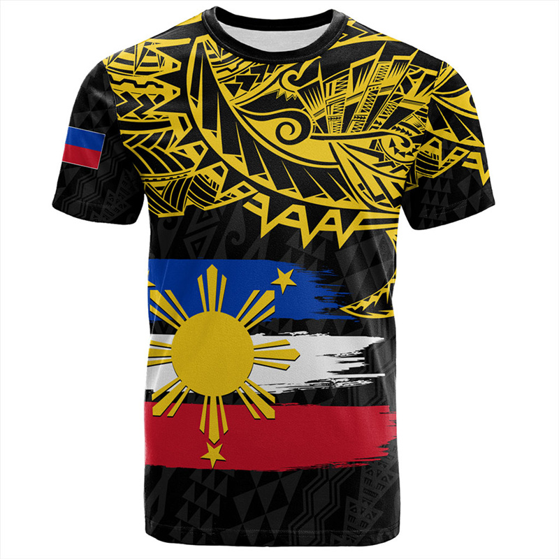 Men'S Fashion Philippines - 3D Emblema Nacional Filipino Impresso Camiseta,