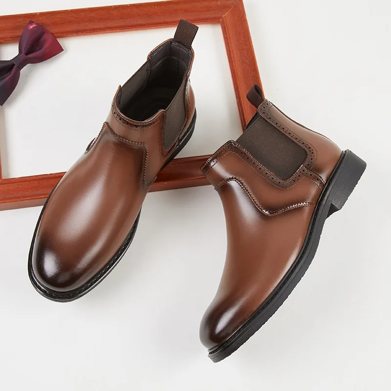 Men Fashion Vintage - Botas oxford de couro masculinas vintage