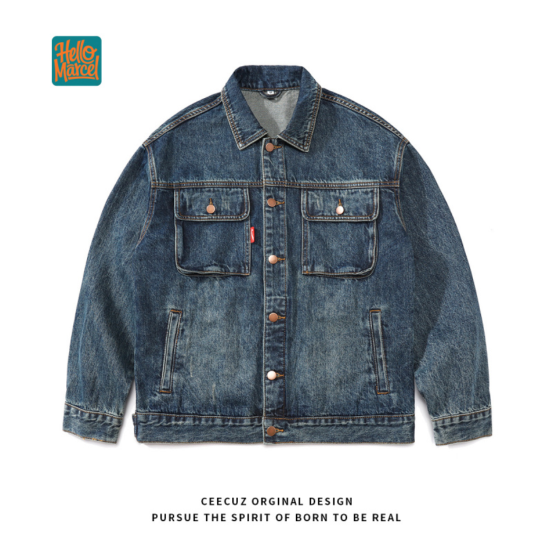 Mens Fashion Denim Jacket - Jaqueta Jeans de Luxo HELLOMARCEL Tamanho