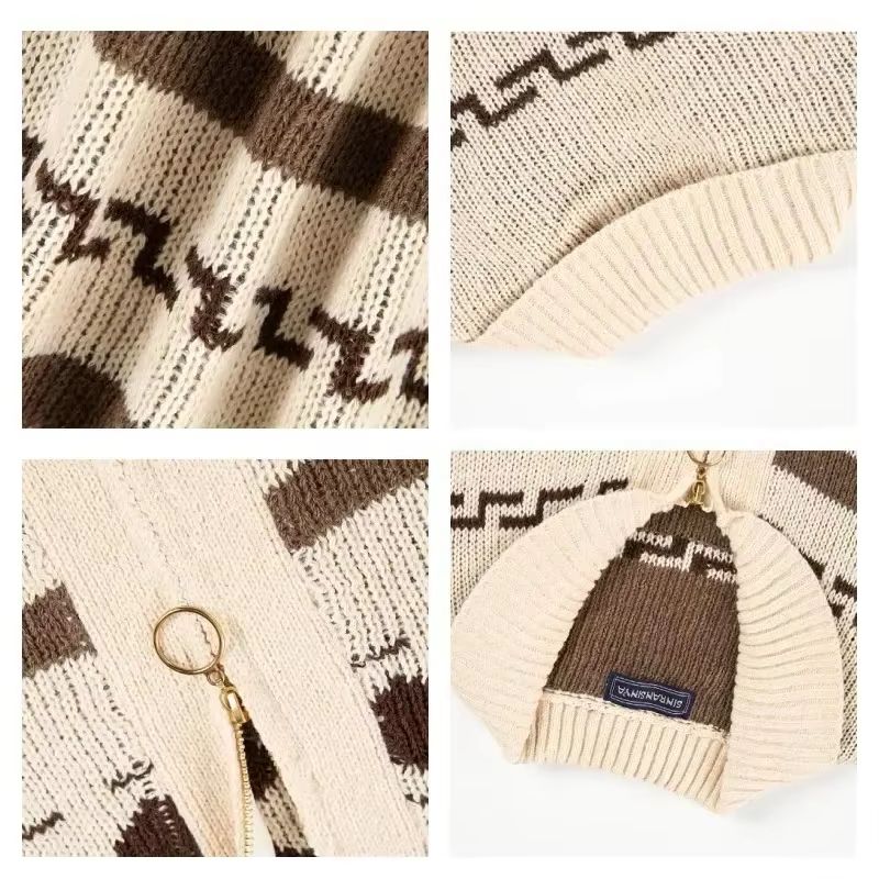 Men'S Fashion V Neck Sweater - Cardigã Masculino de Inverno Vintage Jacquard