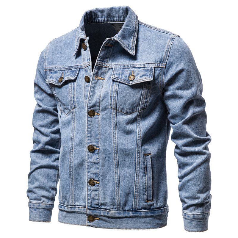 Mens Fashion Denim Jacket - 2025 outono homens jaquetas jeans sólidas