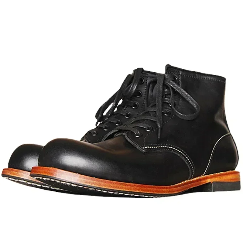 Men Fashion Vintage - Botas masculinas vintage de couro genuíno