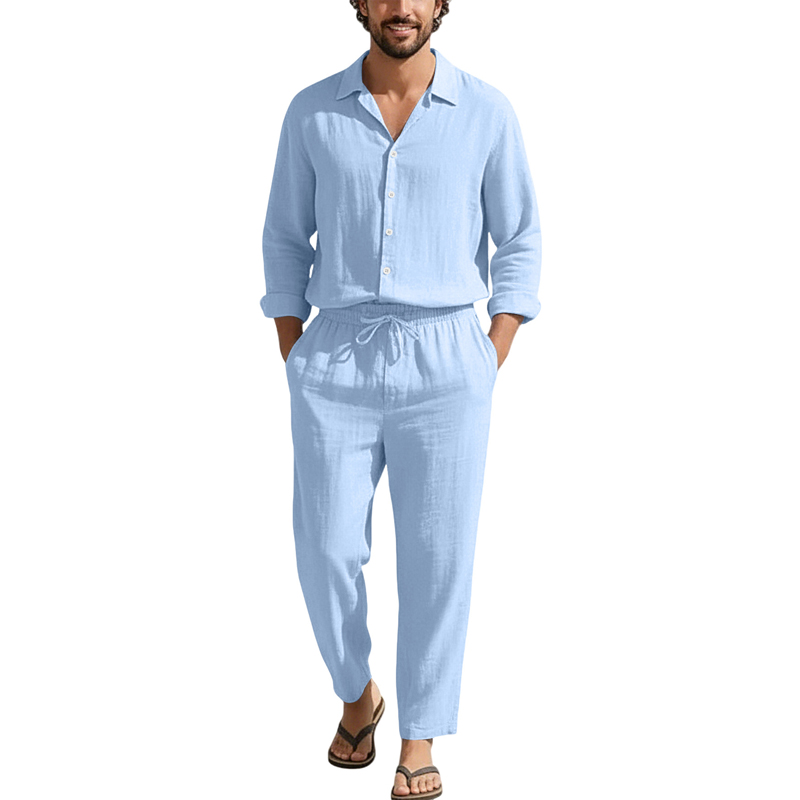 Men'S Fashion Loose Pants - Conjuntos Casuais de Linho Primavera Verão:
