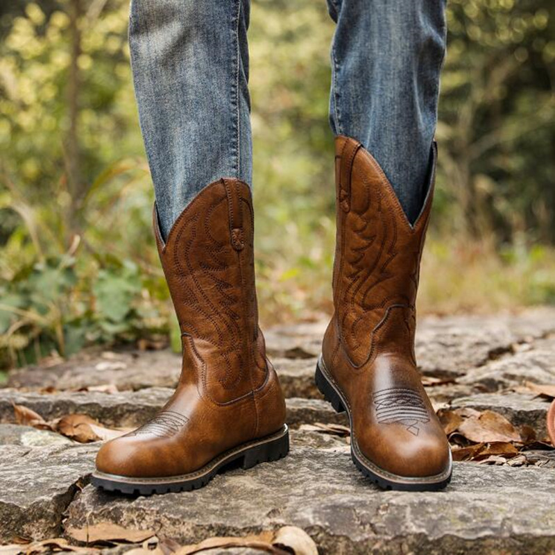 Botas de cowboy masculinas gót - Men Fashion Vintage avaliação e preço