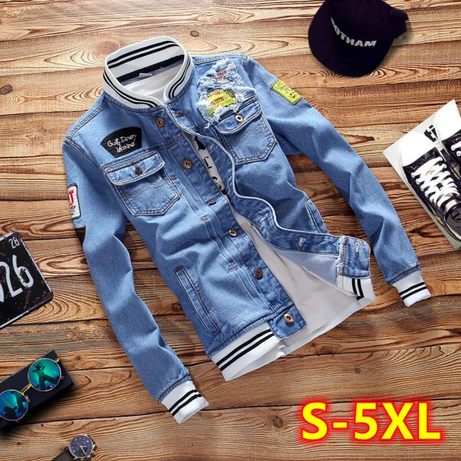 Novo 2026 jaquetas jeans mascu - Mens Fashion Denim Jacket avaliação e preço