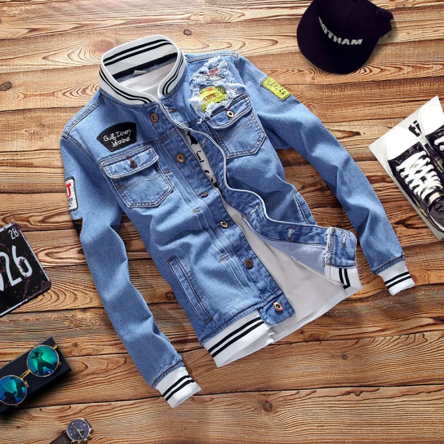 Novo 2026 jaquetas jeans mascu - Mens Fashion Denim Jacket avaliação e preço
