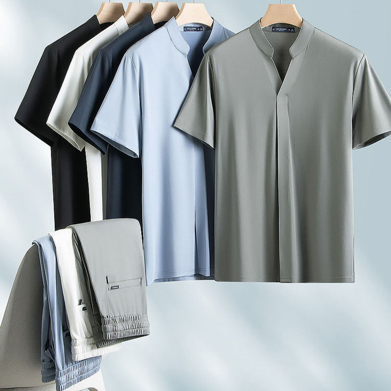Conjunto Esportivo Casual Masc - Men'S Fashion V Neck T Shirts avaliação e preço