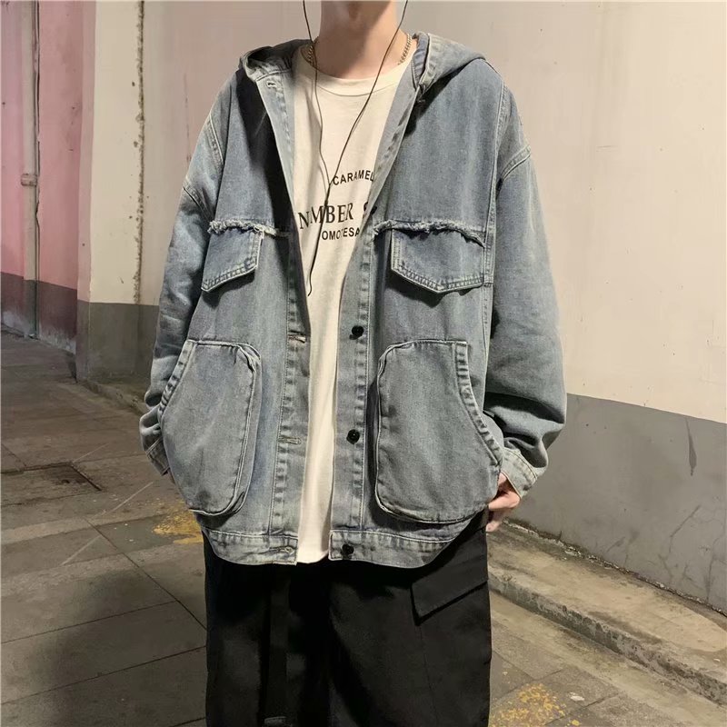 Homens roupas sólidas primaver - Mens Fashion Denim Jacket avaliação e preço