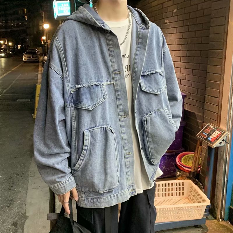 Homens roupas sólidas primaver - Mens Fashion Denim Jacket avaliação e preço