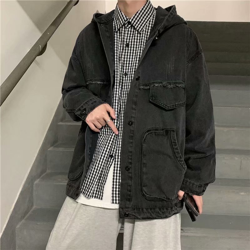 Homens roupas sólidas primaver - Mens Fashion Denim Jacket avaliação e preço