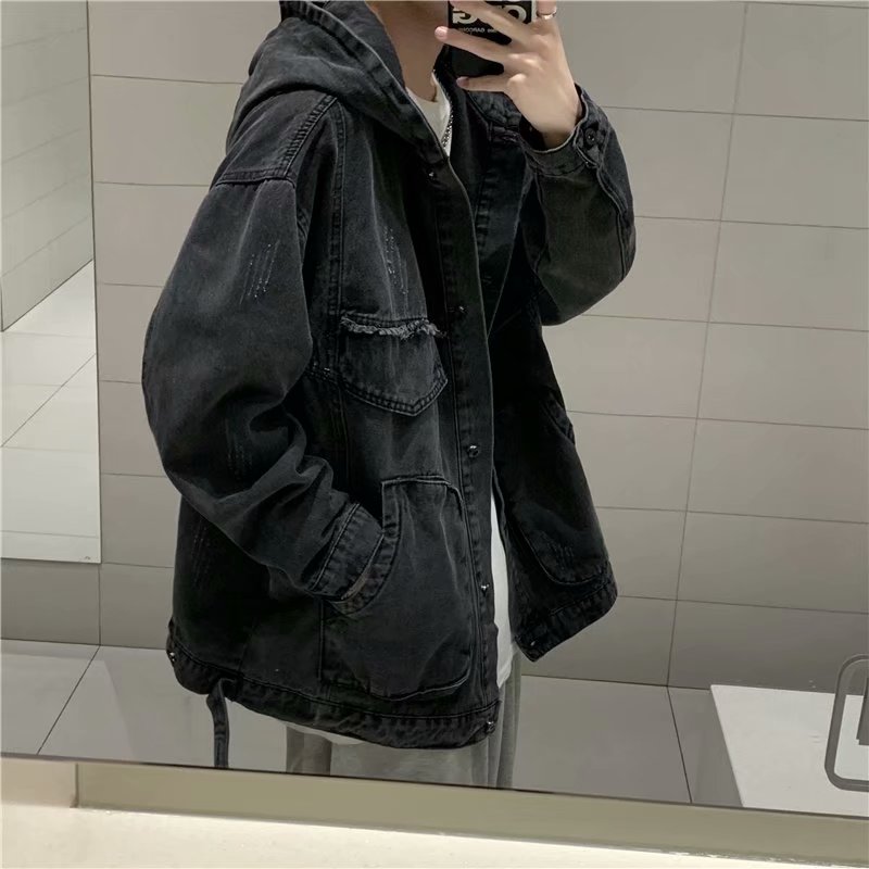 Homens roupas sólidas primaver - Mens Fashion Denim Jacket avaliação e preço