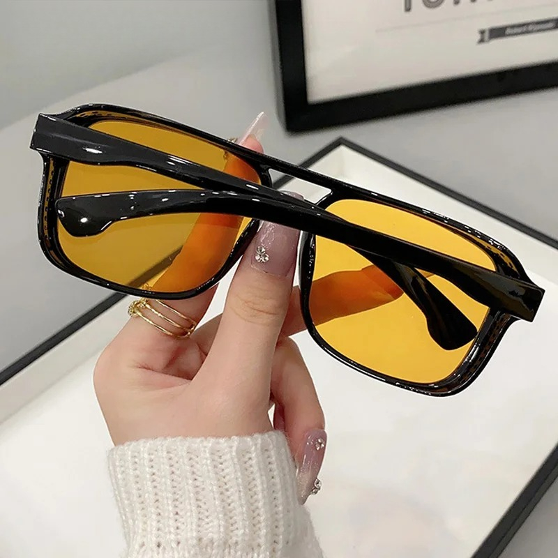 Óculos de Sol Quadrados com Po - Yellow Men'S Fashion avaliação e preço