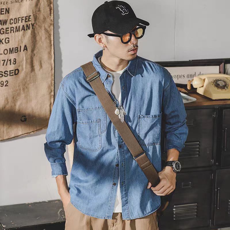 Jaqueta jeans retrô americana  - Mens Fashion Denim Jacket avaliação e preço
