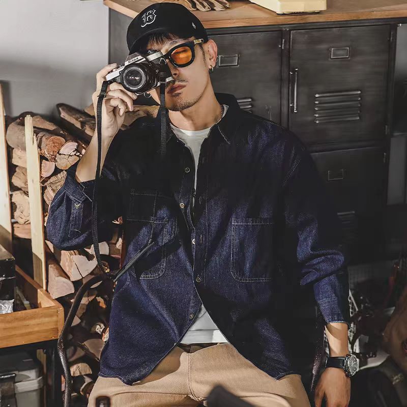 Jaqueta jeans retrô americana  - Mens Fashion Denim Jacket avaliação e preço