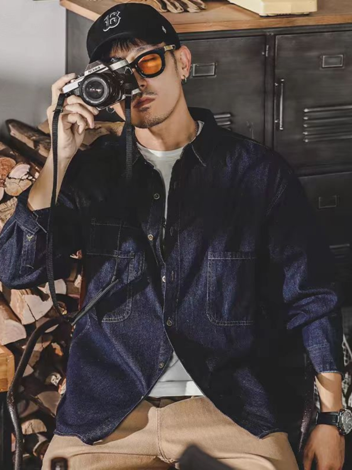 Jaqueta jeans retrô americana  - Mens Fashion Denim Jacket avaliação e preço