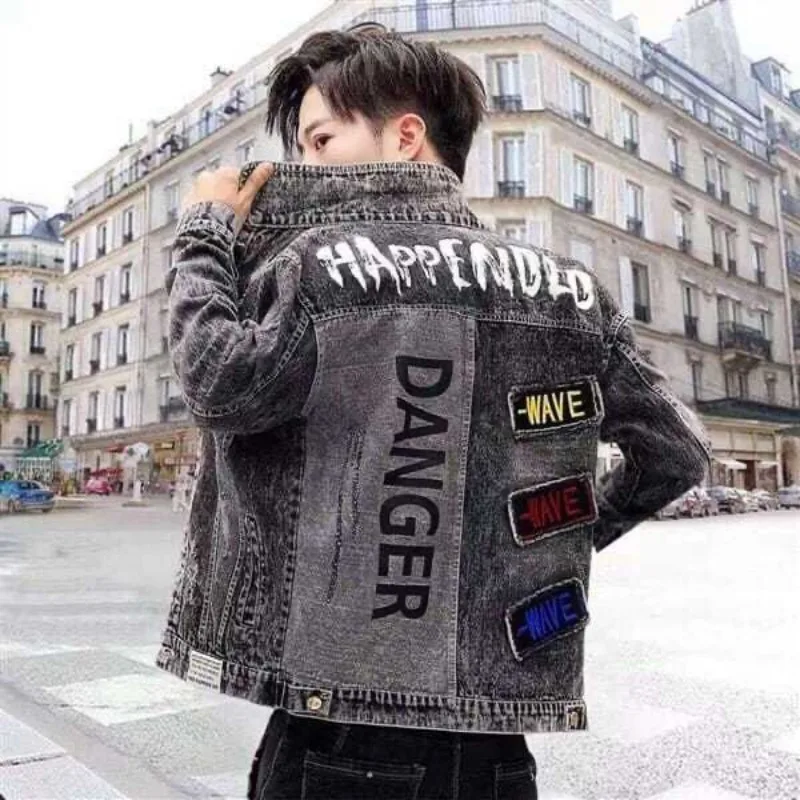 Jaqueta jeans de botão hip-hop - Mens Fashion Denim Jacket avaliação e preço