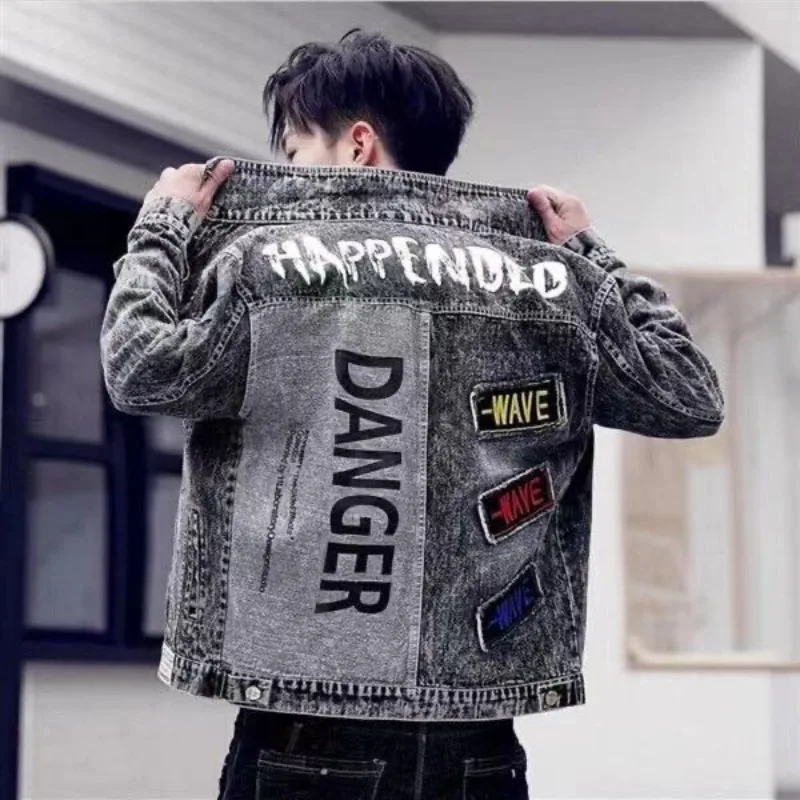 Jaqueta jeans de botão hip-hop - Mens Fashion Denim Jacket avaliação e preço