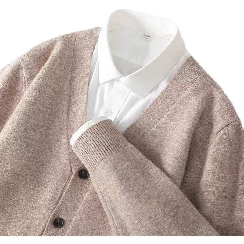 Suéter de cardigã de malha fin - Men'S Fashion V Neck Sweater avaliação e preço
