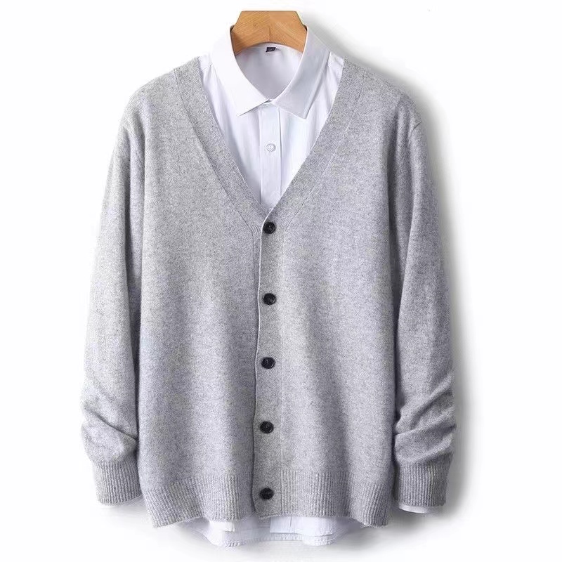 Suéter de cardigã de malha fin - Men'S Fashion V Neck Sweater avaliação e preço