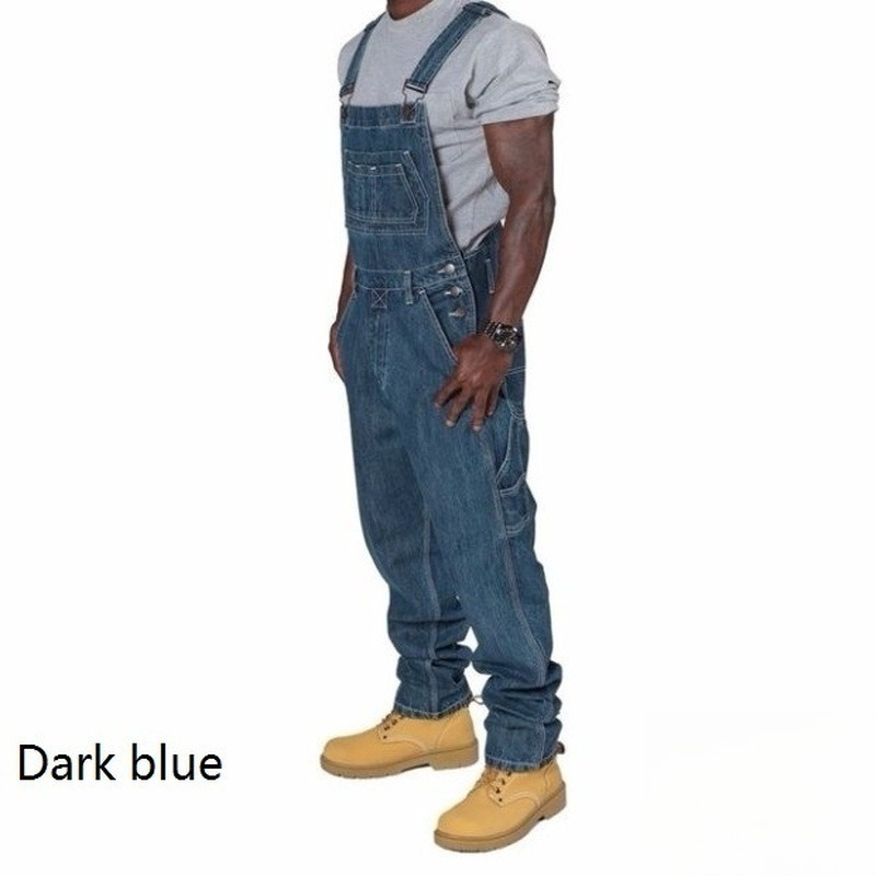 Macacão Jeans Masculino Rasgad - Men'S Fashion Loose Pants avaliação e preço