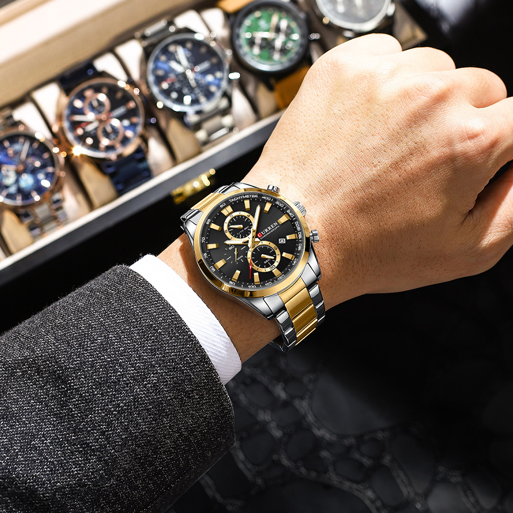 CURREN Casual Quartz Chrono Sp - Mens Fashion Bracelet avaliação e preço