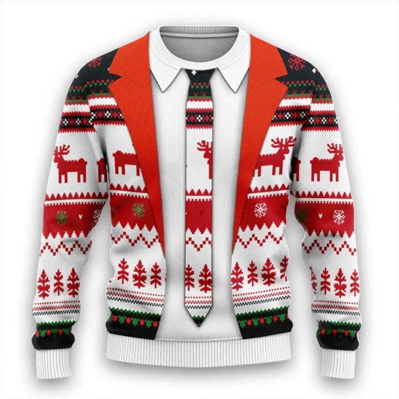3d Print Fake Tie Suit Sweatsh - Men'S Fashion Xmas Party avaliação e preço