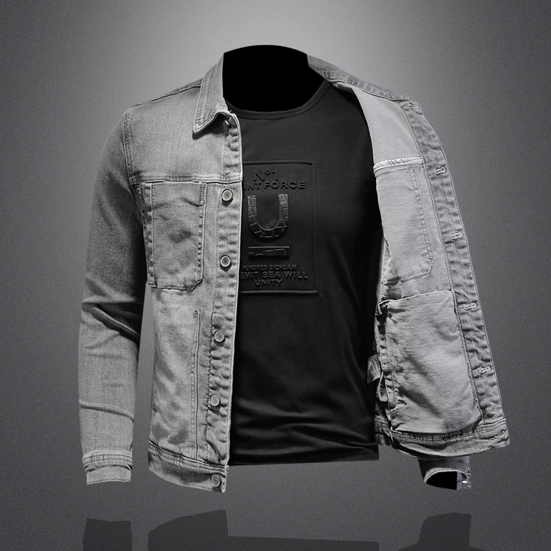 Jaqueta jeans de peito único m - Mens Fashion Denim Jacket avaliação e preço