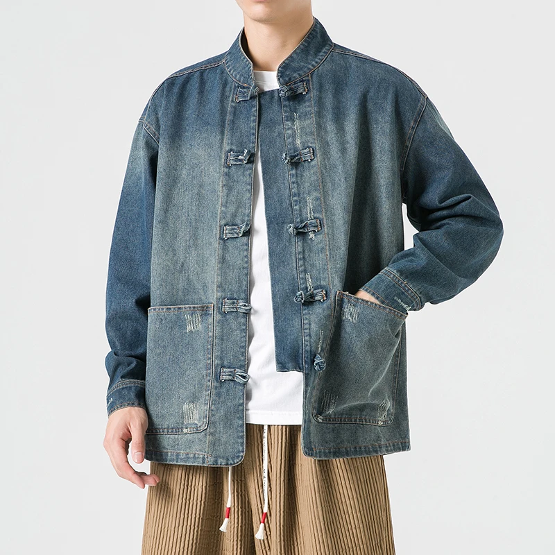 Jaqueta Jeans Estilo Chinês Ma - Mens Fashion Denim Jacket avaliação e preço