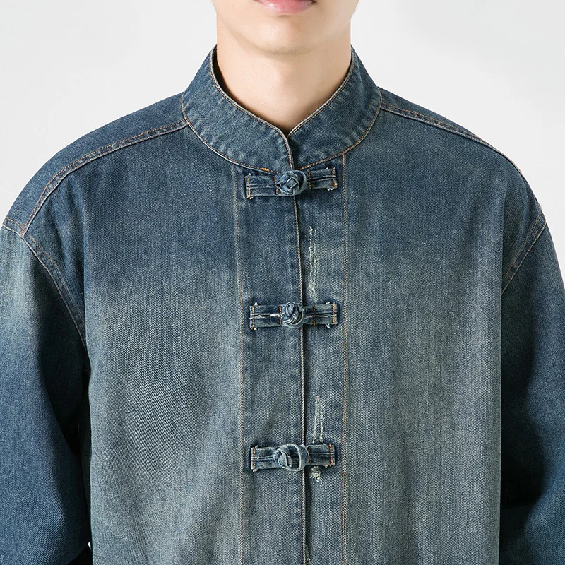 Jaqueta Jeans Estilo Chinês Ma - Mens Fashion Denim Jacket avaliação e preço